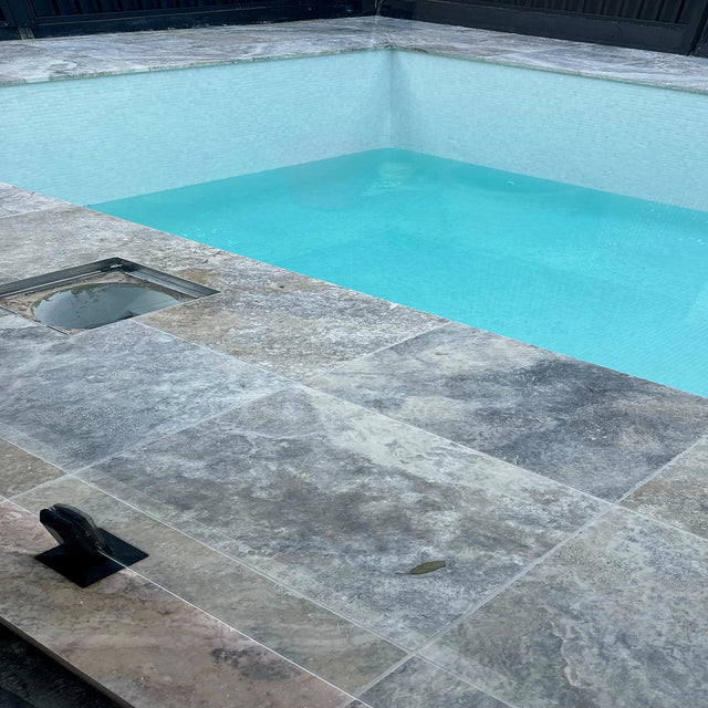 Travertine Pool Surround Cleaning, Sealing and Caulking, Croydon Park - project photo 2