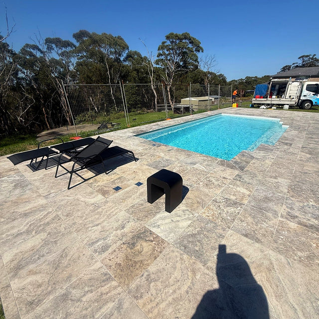 Travertine Pool Surround Cleaning and Sealing, Glenorie - project photo 2