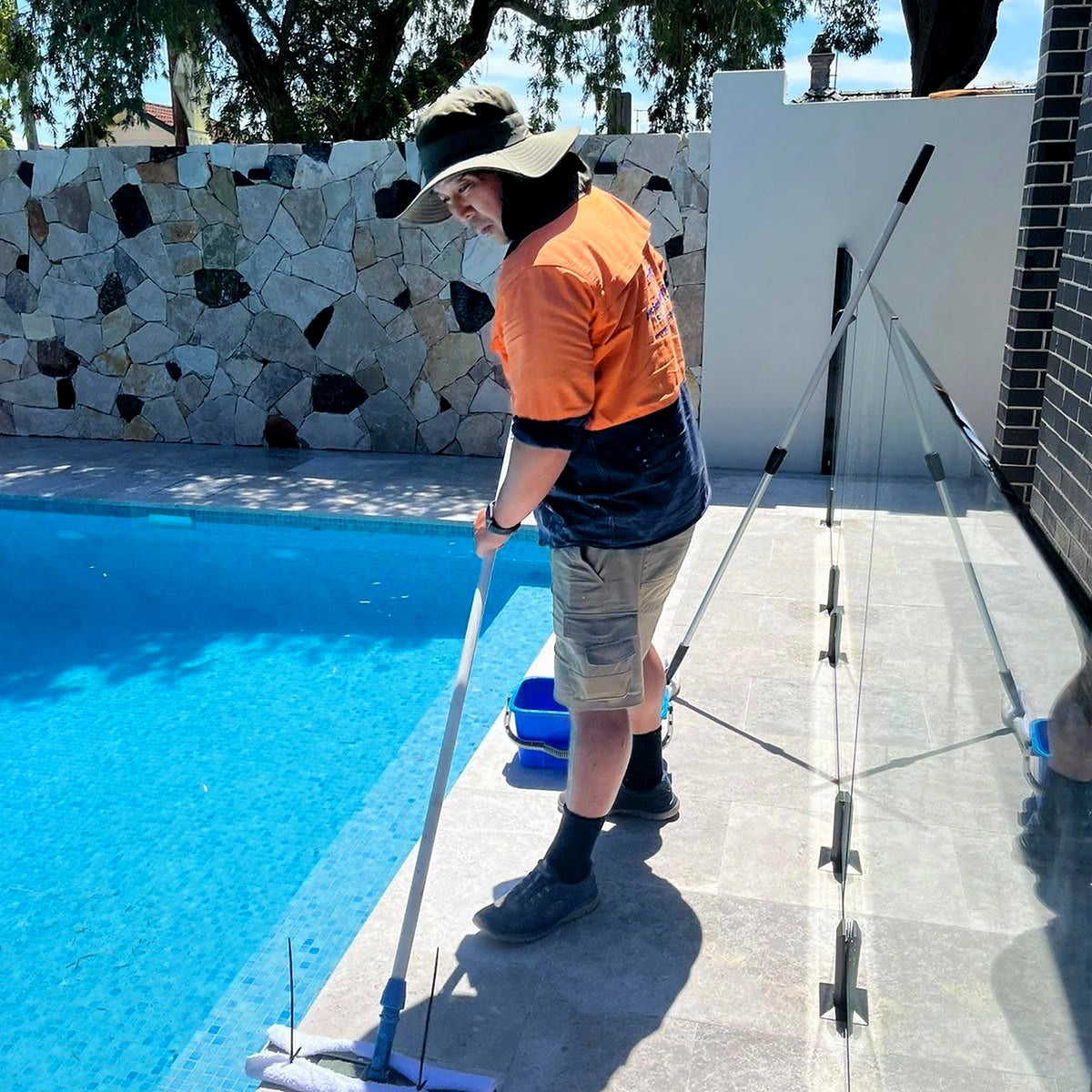 Pool Stone and Feature Wall Cleaning, Sealing and Caulking, Concord West - project photo 1