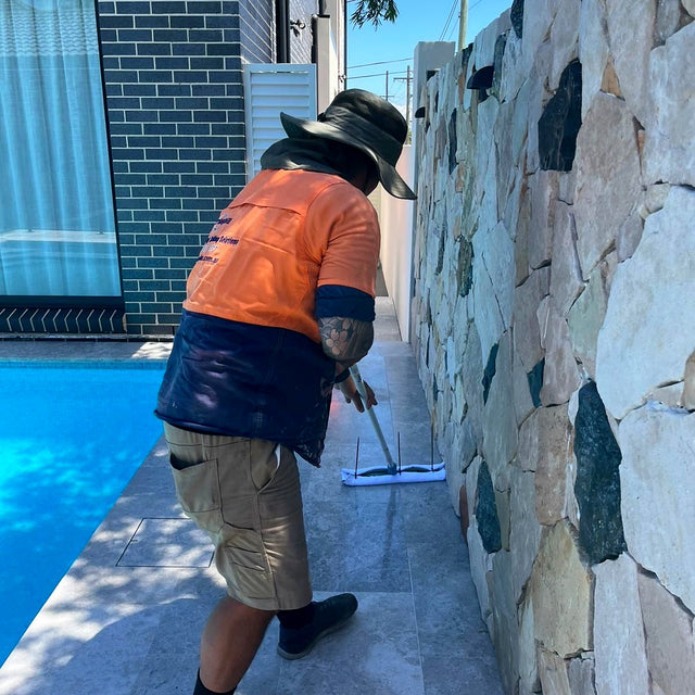 Pool Stone and Feature Wall Cleaning, Sealing and Caulking, Concord West - project photo 2