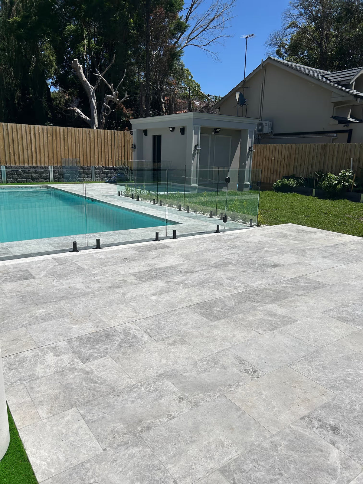 Marble pool surround after cleaning and sealing in Strathfield - After sealing