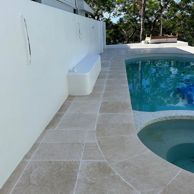 Limestone Pool Surround Cleaning and Sealing - Lugarno - project photo 2