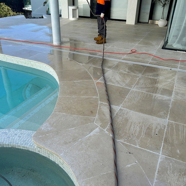 Limestone Pool Surround Cleaning and Sealing - Lugarno - project photo 5