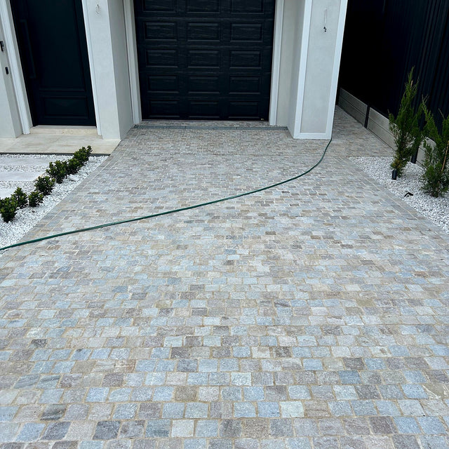 Duplex Paver Driveway Cleaning and Sealing - Greenacre - project photo 1